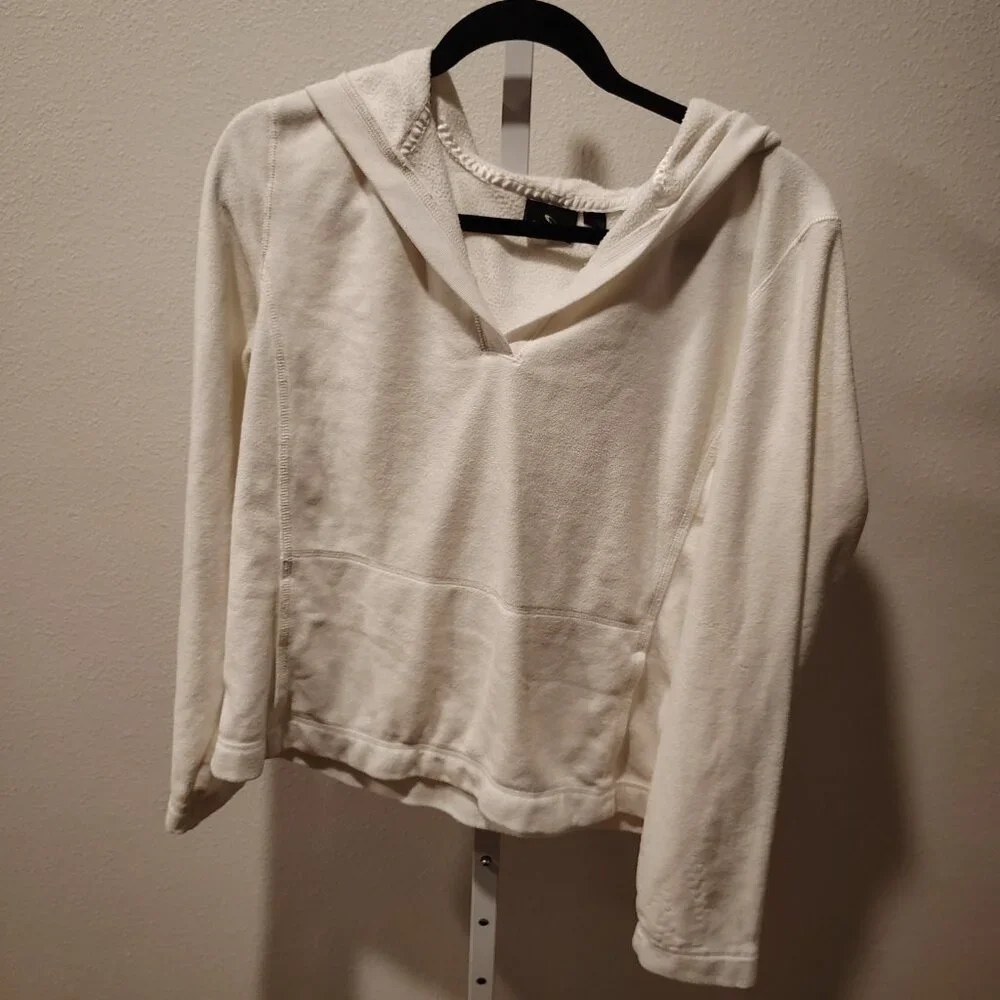 Tek Gear Women's White Fleece Hoodie Size Large Polyester Long Sleeve Pockets - Picture 5 of 11